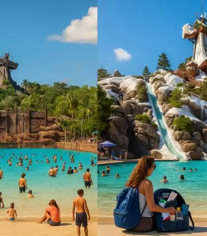 Typhoon Lagoon y Blizzard Beach ofrecen experiencias acu�ticas �nicas en Disney: una tropical y otra con tem�tica de nieve bajo el sol.