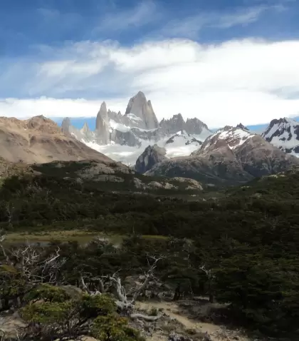 Una de las vistas m�s impresionantes del Fitz Roy y los paisajes patag�nicos.