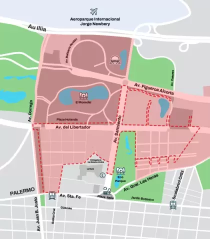 Mapa de cortes de calles en Palermo.